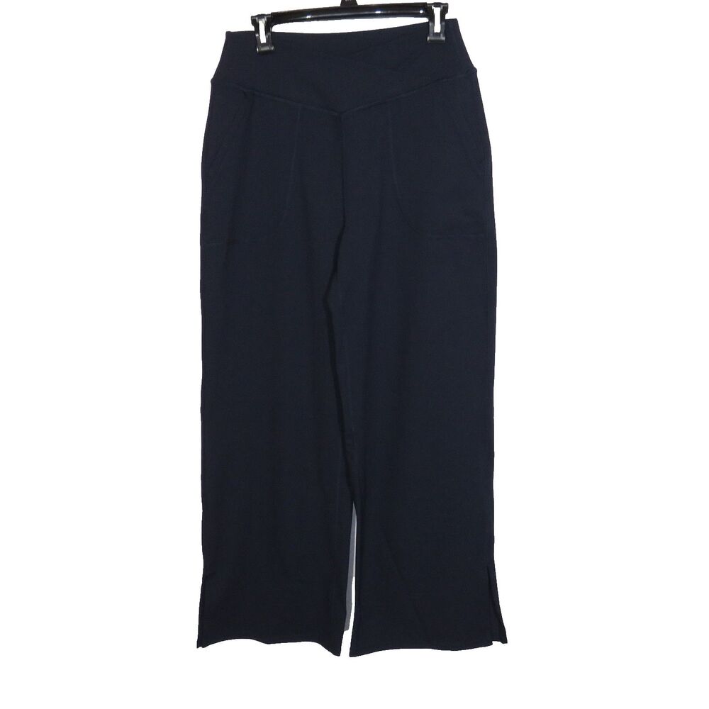 Halara Navy Crossover Wide Leg Split Ankle Active Yoga Pants Size Large - Picture 4 of 11